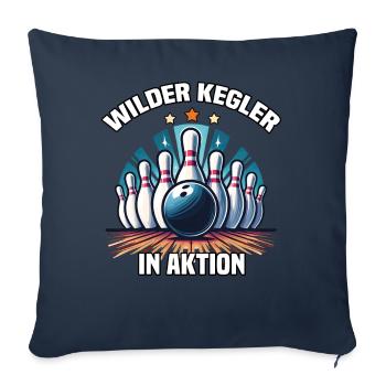 Wild Bowler in Action Skittles Bowling Club Design - Sofa pillowcase 17,3'' x 17,3'' (45 x 45 cm) - navy - Front