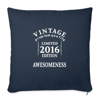 Anniversaire Millésime Né 2016 Limitée - Housse de coussin décorative 45 x 45 cm - bleu marine - Devant