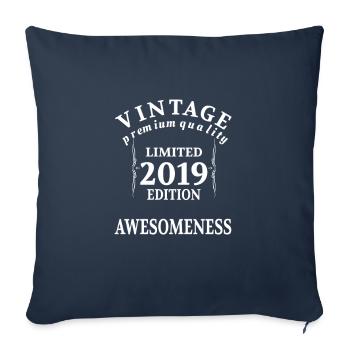 Anniversaire Millésime Né 2019 Limité - Housse de coussin décorative 45 x 45 cm - bleu marine - Devant