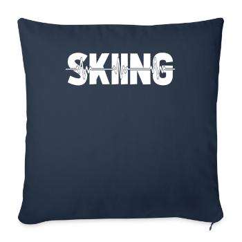 Ski Après-Ski Ekg Heartbeat - Housse de coussin décorative 45 x 45 cm - bleu marine - Devant