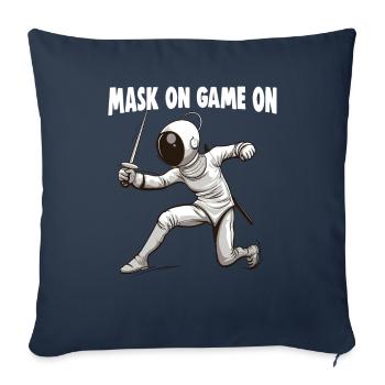 Masque Fencer Sport Design Sur Jeu Sur L’escrime De Combat - Housse de coussin décorative 45 x 45 cm - bleu marine - Devant