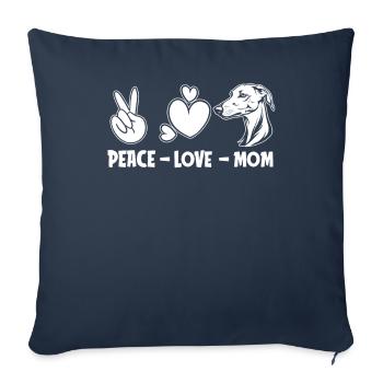 Greyhound Windhund Peace Love Dog Maman - Housse de coussin décorative 45 x 45 cm - bleu marine - Devant