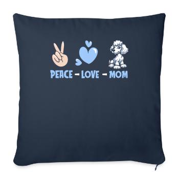 Caniche Paix Amour Chien Maman - Housse de coussin décorative 45 x 45 cm - bleu marine - Devant