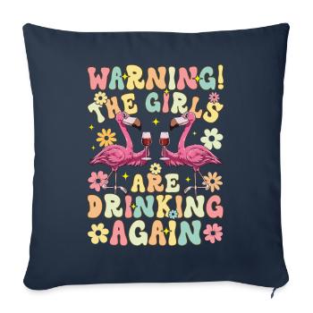 Groovy Flamingo Party The Girls Are Drinking Again - Sofa pillowcase 17,3'' x 17,3'' (45 x 45 cm) - navy - Front