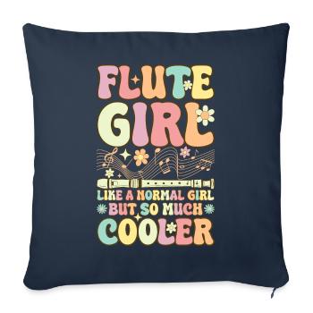 Flûte Fille Comme Une Fille Normale Groovy Flûte - Housse de coussin décorative 45 x 45 cm - bleu marine - Devant