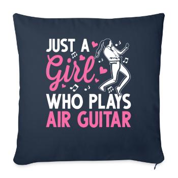 Juste une fille qui joue de l’air guitar Luftgitarren-Spie - Housse de coussin décorative 45 x 45 cm - bleu marine - Devant