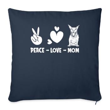 Bull Terrier Peace Love Chien Maman - Housse de coussin décorative 45 x 45 cm - bleu marine - Devant