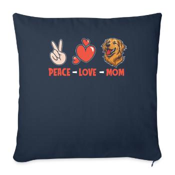 Golden Retriever Peace Love Chien Maman - Housse de coussin décorative 45 x 45 cm - bleu marine - Devant