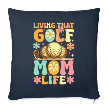 Golf Mom Life Groovy Golfer Golfer Gol - Housse de coussin décorative 45 x 45 cm - bleu marine - Devant