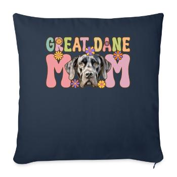 Great Dane Mom Groovy Dog Lover Dog Mom - Sofa pillowcase 17,3'' x 17,3'' (45 x 45 cm) - navy - Front