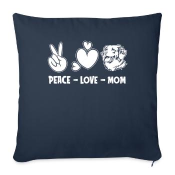Épagneul breton paix amour chien maman - Housse de coussin décorative 45 x 45 cm - bleu marine - Devant