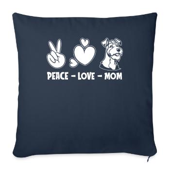 Airedale Terrier Peace Love Chien Maman - Housse de coussin décorative 45 x 45 cm - bleu marine - Devant
