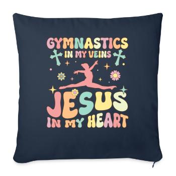 Gymnastique dans les veines Jésus dans mon coeur Groovy T - Housse de coussin décorative 45 x 45 cm - bleu marine - Devant