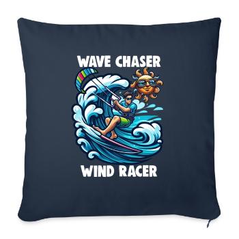 Kitesurfing Wave chaser wind racer - Sofa pillowcase 17,3'' x 17,3'' (45 x 45 cm) - navy - Front