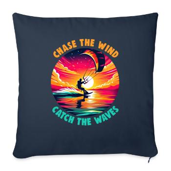 Kitesurfing Chase the wind catch the waves - Sofa pillowcase 17,3'' x 17,3'' (45 x 45 cm) - navy - Front