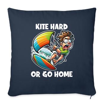 Kitesurfing Kite hard or go home - Sofa pillowcase 17,3'' x 17,3'' (45 x 45 cm) - navy - Front