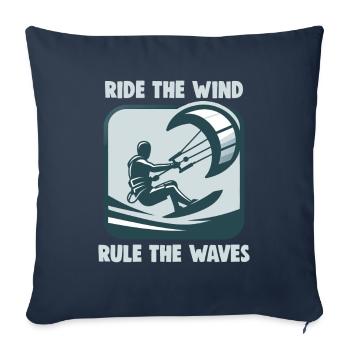 Kitesurf Surfez sur le vent, dominez les vagues - Housse de coussin décorative 45 x 45 cm - bleu marine - Devant