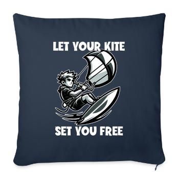 Kitesurfing Let Your Kite Set You Free Kitesurfer - Sofa pillowcase 17,3'' x 17,3'' (45 x 45 cm) - navy - Front