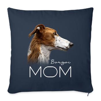 Maman Barzoï - Housse de coussin décorative 45 x 45 cm - bleu marine - Devant