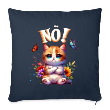 Chat drôle de dire non ! Pour les amoureux des chats - Housse de coussin décorative 45 x 45 cm - bleu marine - Devant