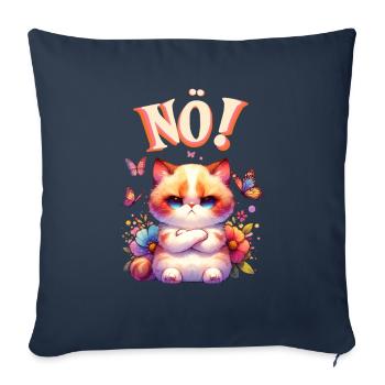 Chat drôle de dire non ! Pour les amoureux des chats - Housse de coussin décorative 45 x 45 cm - bleu marine - Devant