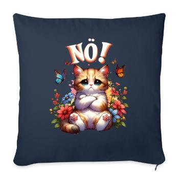 Chat drôle de dire non ! Pour les amoureux des chats - Housse de coussin décorative 45 x 45 cm - bleu marine - Devant