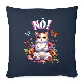 Chat drôle de dire non ! Pour les amoureux des chats - Housse de coussin décorative 45 x 45 cm - bleu marine - Devant