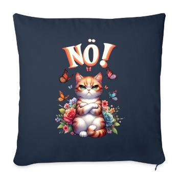 Chat drôle de dire non ! Pour les amoureux des chats - Housse de coussin décorative 45 x 45 cm - bleu marine - Devant
