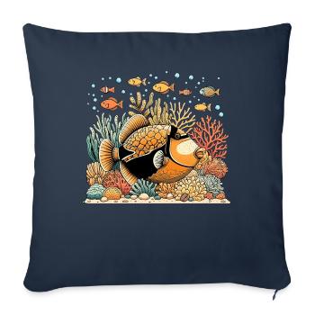 Humuhumunukunukuapua'a Hawaiian Reef Pusher - Sofa pillowcase 17,3'' x 17,3'' (45 x 45 cm) - navy - Front