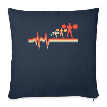 Weightlifting Weightlifting Ekg Heartbeat - Sofa pillowcase 17,3'' x 17,3'' (45 x 45 cm) - navy - Front