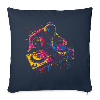 Dj Disc Jockey Turntable Pop Art - Sofa pillowcase 17,3'' x 17,3'' (45 x 45 cm) - navy - Front