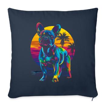 French Bulldog Frenchie Dog Beach Sunbathing - Sofa pillowcase 17,3'' x 17,3'' (45 x 45 cm) - navy - Front