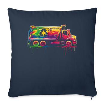 Garbage Trucker Recycling Garbage Truck Pop Art - Sofa pillowcase 17,3'' x 17,3'' (45 x 45 cm) - navy - Front