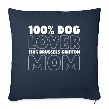 Griffon bruxellois - Housse de coussin décorative 45 x 45 cm - bleu marine - Devant