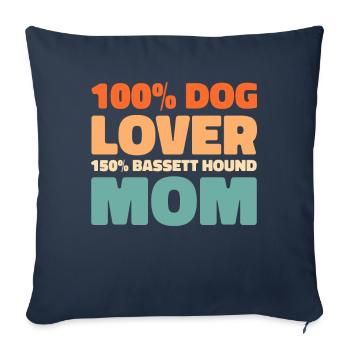Chien Bassett - Housse de coussin décorative 45 x 45 cm - bleu marine - Devant