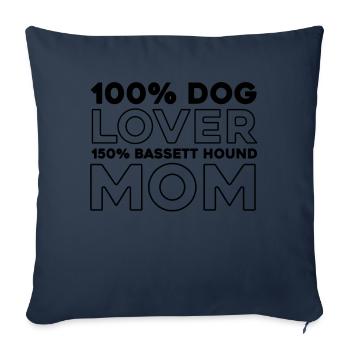Chien Bassett - Housse de coussin décorative 45 x 45 cm - bleu marine - Devant