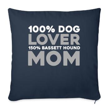Chien Bassett - Housse de coussin décorative 45 x 45 cm - bleu marine - Devant