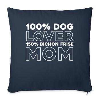 Bichon Frize - Housse de coussin décorative 45 x 45 cm - bleu marine - Devant