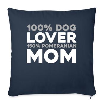 Poméranien - Housse de coussin décorative 45 x 45 cm - bleu marine - Devant