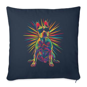 American Bull Terrier chien lunettes de soleil Pop Art - Housse de coussin décorative 45 x 45 cm - bleu marine - Devant