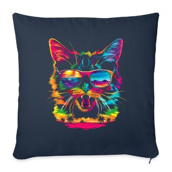 Lunettes de soleil American Shorthair Dog Pop Art - Housse de coussin décorative 45 x 45 cm - bleu marine - Devant