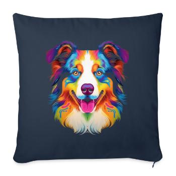 Chien de berger australien Pop Art - Housse de coussin décorative 45 x 45 cm - bleu marine - Devant