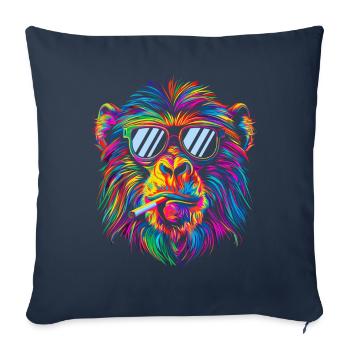 Baboon singe lunettes de soleil fumer cigarette Pop Art - Housse de coussin décorative 45 x 45 cm - bleu marine - Devant