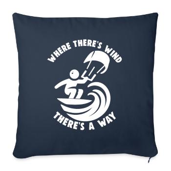 Kitesurfing Where there's wind there's a way - Sofa pillowcase 17,3'' x 17,3'' (45 x 45 cm) - navy - Front