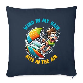 Kitesurfing Wind in my hair kite in the air - Sofa pillowcase 17,3'' x 17,3'' (45 x 45 cm) - navy - Front