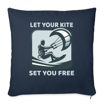 Kitesurfing Let Your Kite Set You Free Kitesurfer - Sofa pillowcase 17,3'' x 17,3'' (45 x 45 cm) - navy - Front