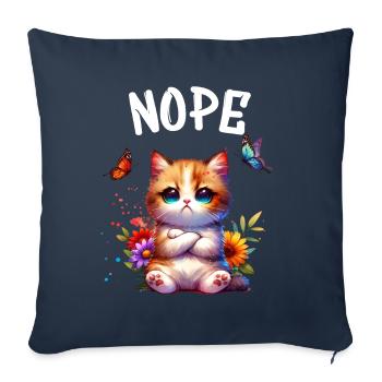 Chat drôle de dicton non pour les amoureux des chats - Housse de coussin décorative 45 x 45 cm - bleu marine - Devant