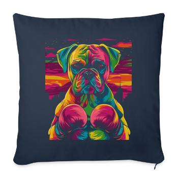Boxer Boxe Bulldog Chien Pop Art - Housse de coussin décorative 45 x 45 cm - bleu marine - Devant