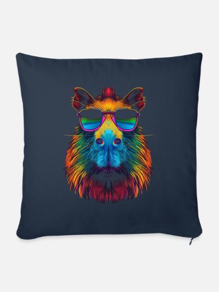 Capybara Capibara Sonnenbrille Pop Art - Sofakissenbezug 45 x 45 cm - Navy