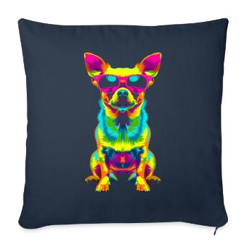 Lunettes de soleil chien chihuahua Pop Art - Housse de coussin décorative 45 x 45 cm - bleu marine - Devant